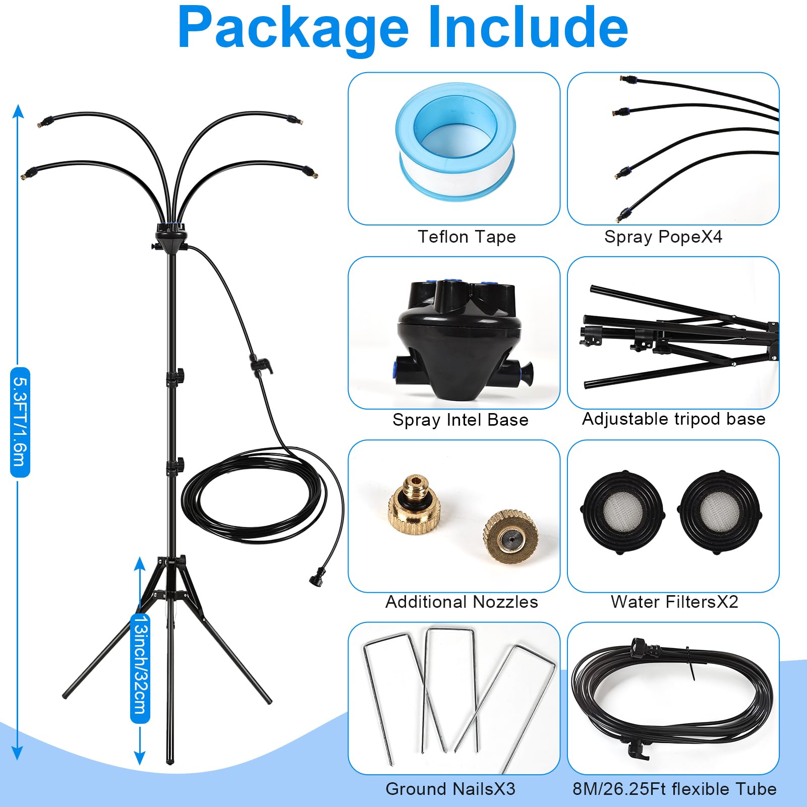 DENSAIL tripod staked into sand to show secure anchoring against wind and movement