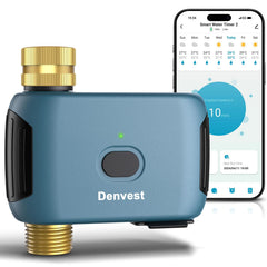 Denvest front view showing brass fittings and sturdy housing for leak resistance