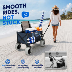 Deralumer X800 carrying coolers and chairs on sand for effortless hauling