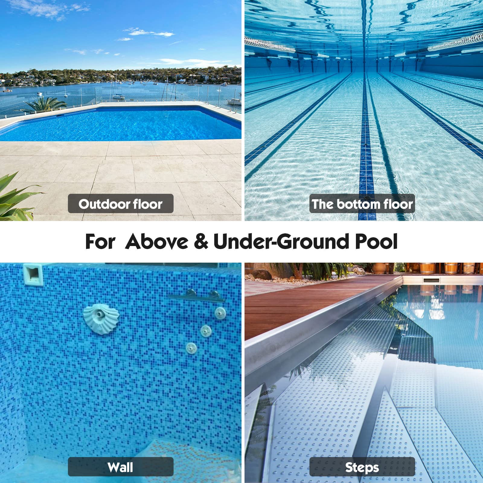 DEROFIT brush in use scrubbing pool wall showing efficient grime removal