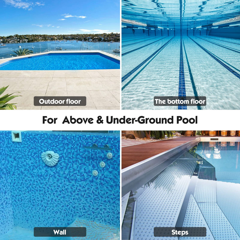 DEROFIT brush in use scrubbing pool wall showing efficient grime removal