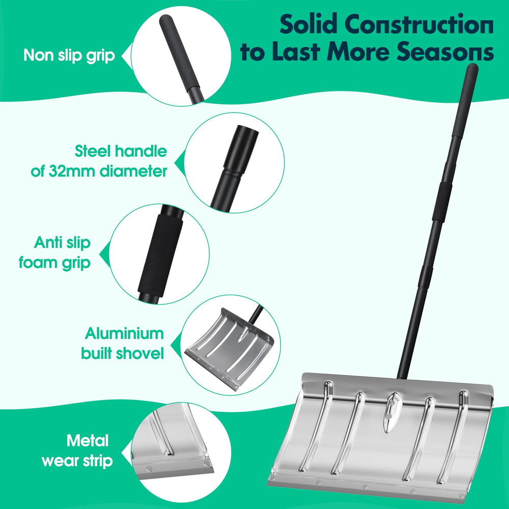 DEROFIT shovel folded beside car trunk showing compact transport convenience