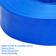 DERPIPE hose rolled flat next to a standard bucket illustrating compact, space-saving storage