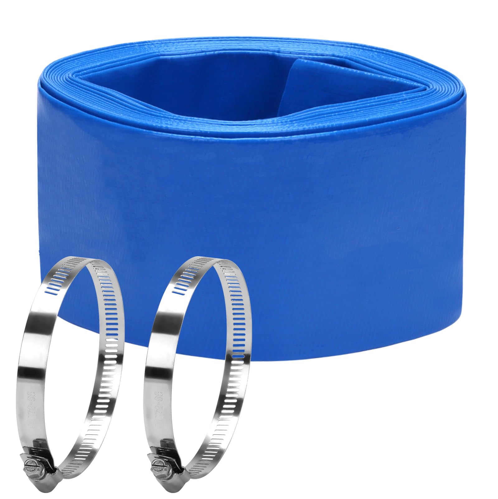 DERPIPE front view of 3x25ft hose showing durable lay-flat design and labeling