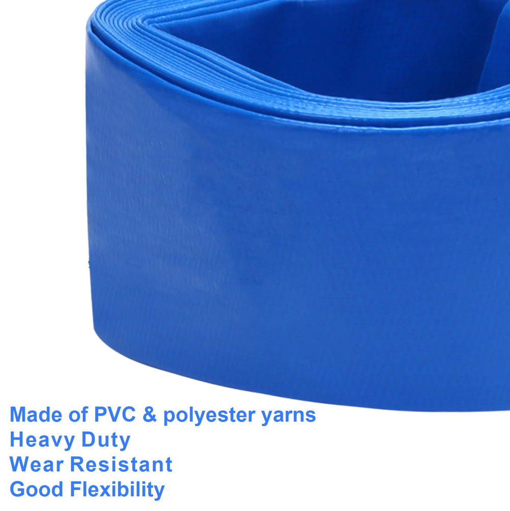 DERPIPE hose connected to pool pump in use showing fast water discharge