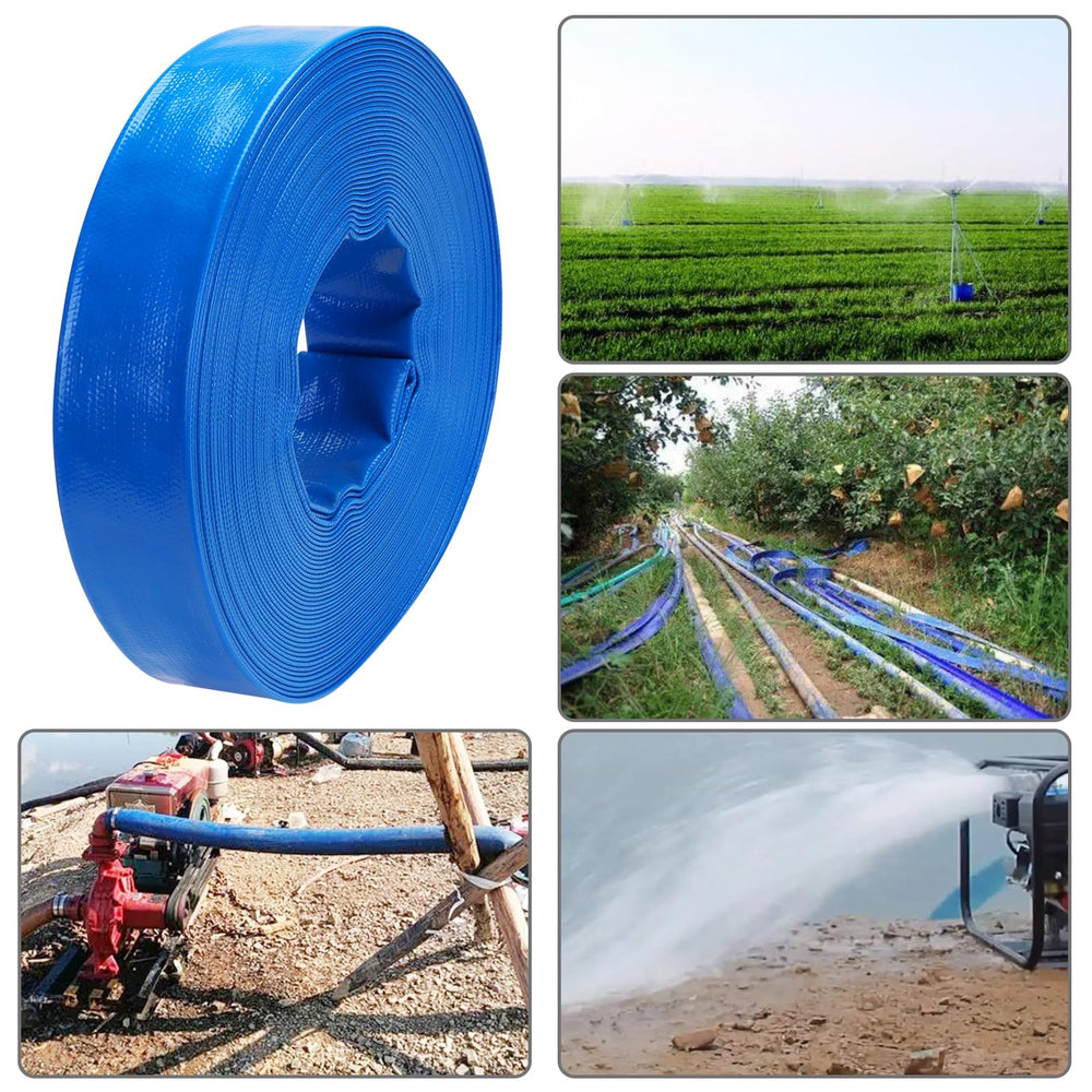 DERPIPE hose stretched along driveway illustrating 100ft reach for distant drainage