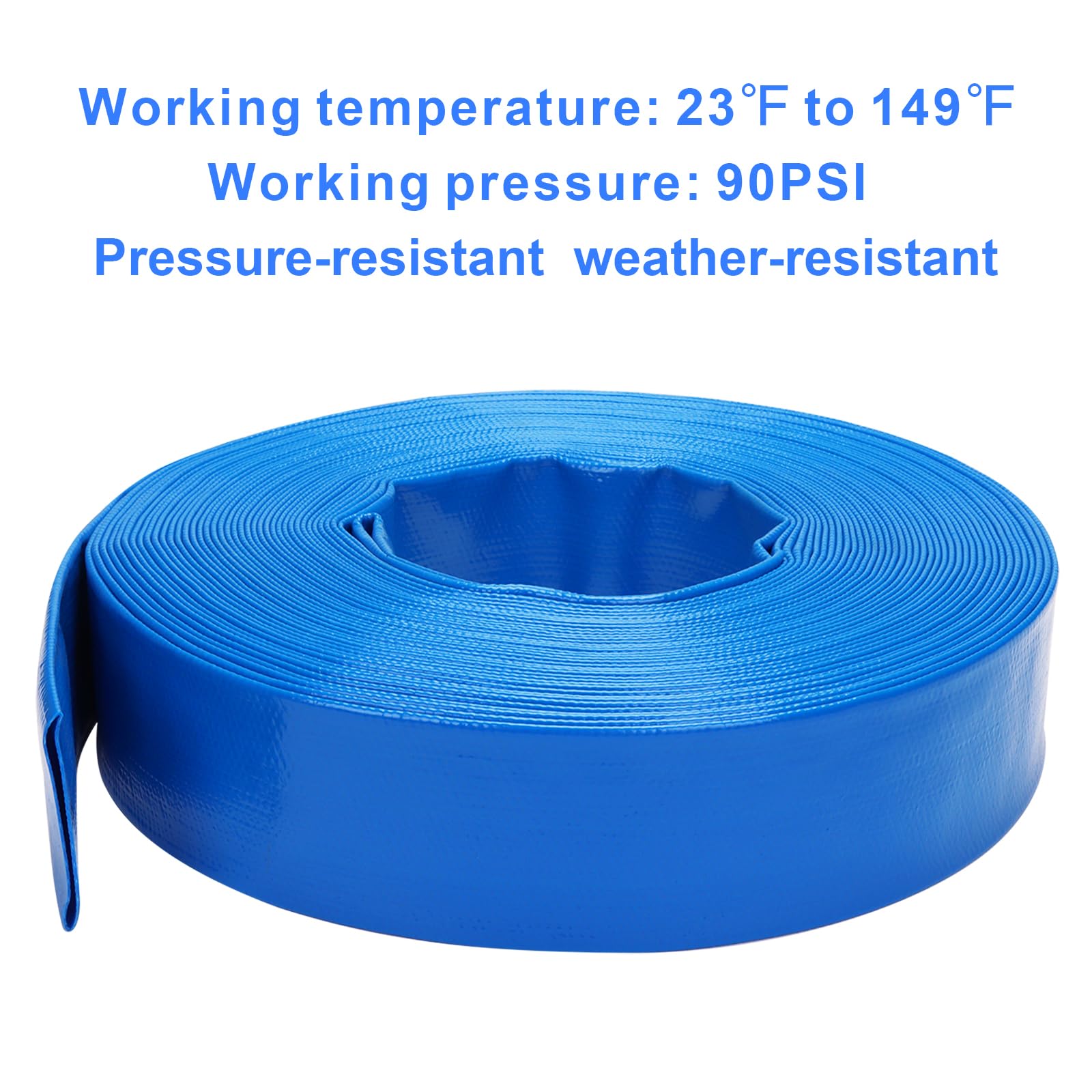 DERPIPE rolled lay-flat hose compactly stored saving space and simplifying transport