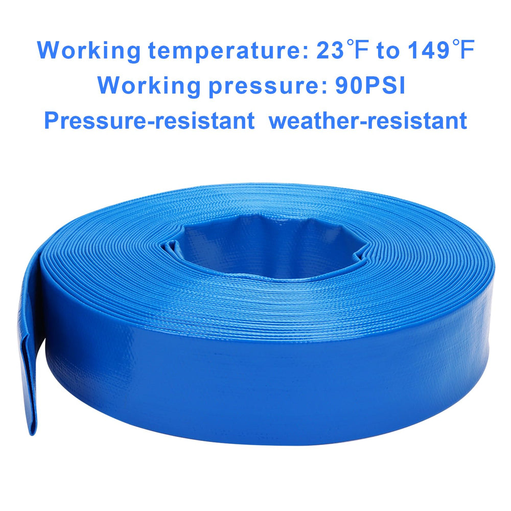 DERPIPE rolled lay-flat hose compactly stored saving space and simplifying transport