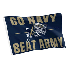 Desert Cactus front view of Naval Academy flag showing bold emblem and school pride
