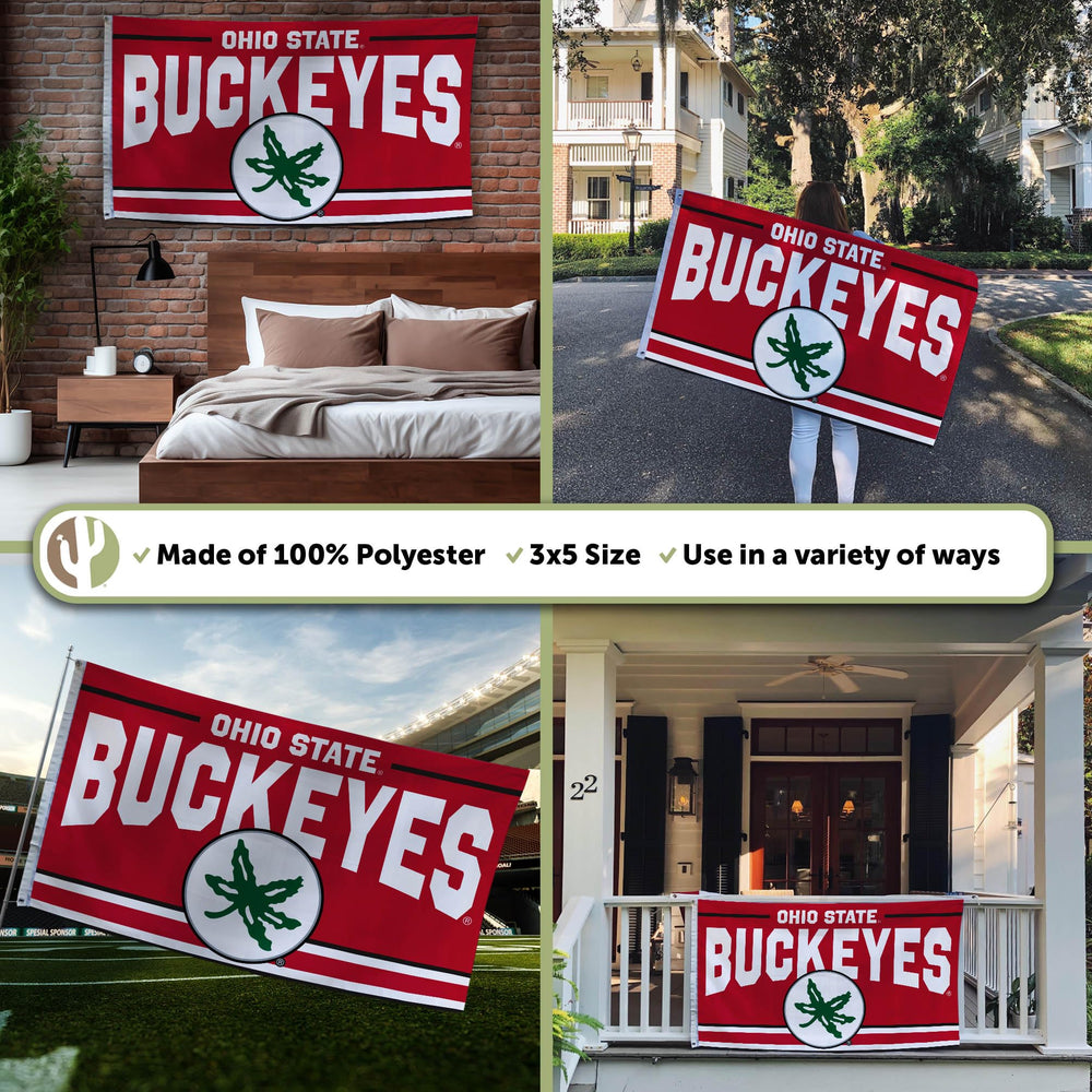 Desert Cactus OSU flag fabric texture detail highlighting durable 150D polyester