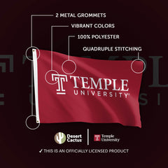 Desert Cactus Temple Owls flag flown at a tailgate adding school spirit