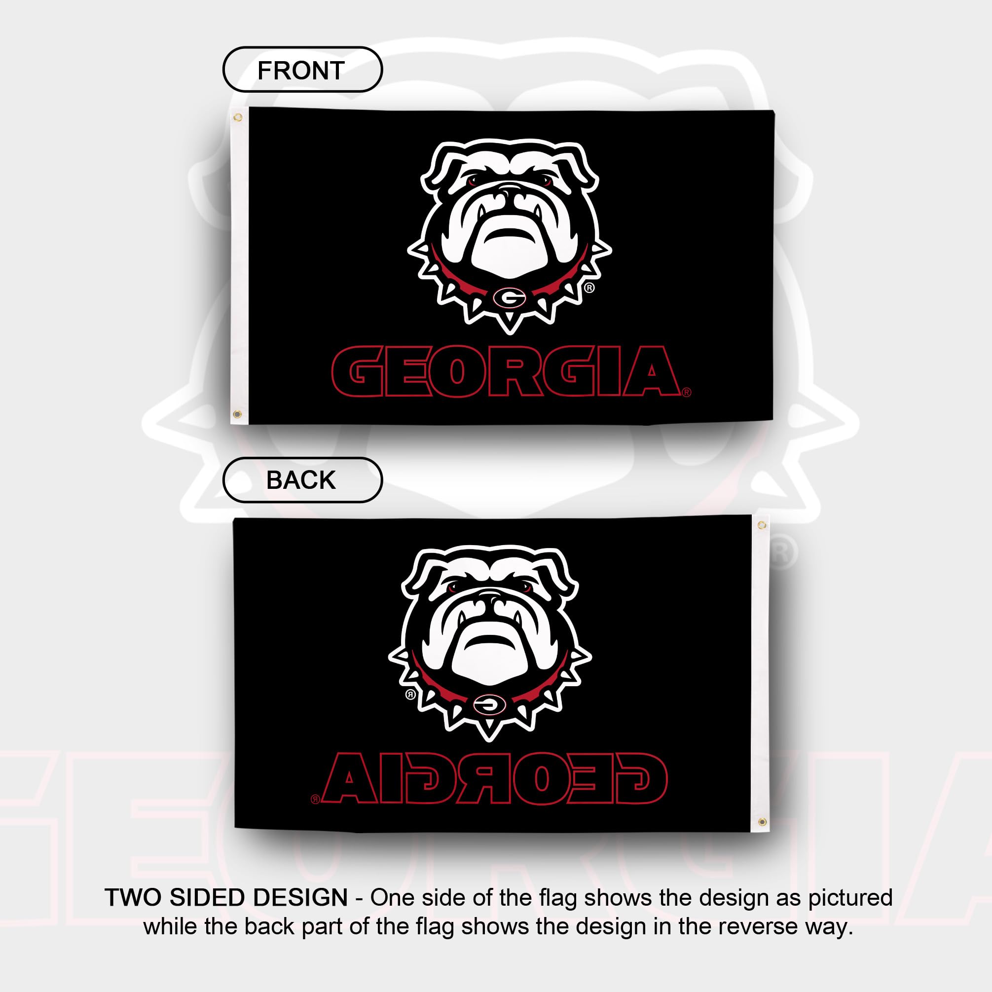 Desert Cactus UGA flag back detail proving readable double-sided design