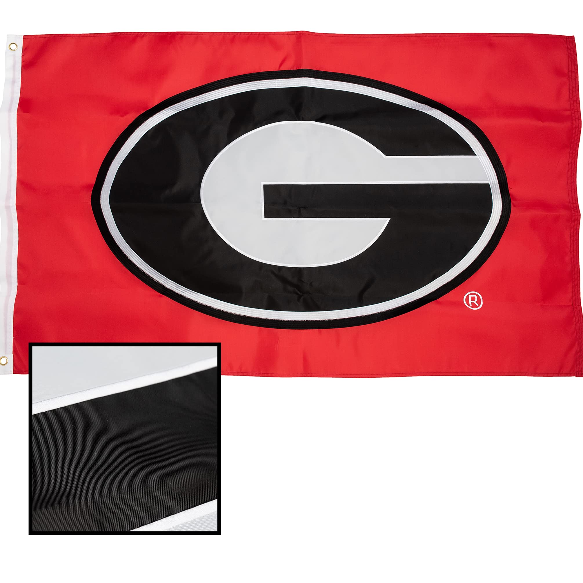 Desert Cactus front view of University of Georgia flag showing bold logo and visibility