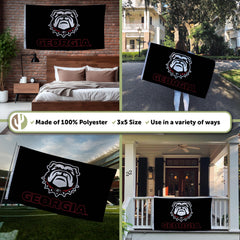 Desert Cactus UGA flag close-up of quadruple stitching for long-lasting durability