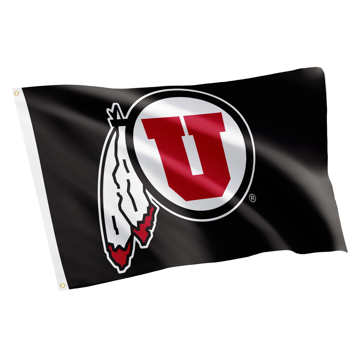 Desert Cactus front view of University of Utah Utes flag showing crisp team design and school pride
