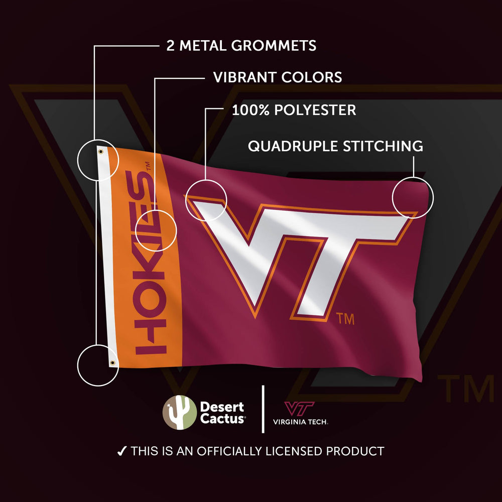 Desert Cactus Virginia Tech flag flying on a porch pole showing visible team pride