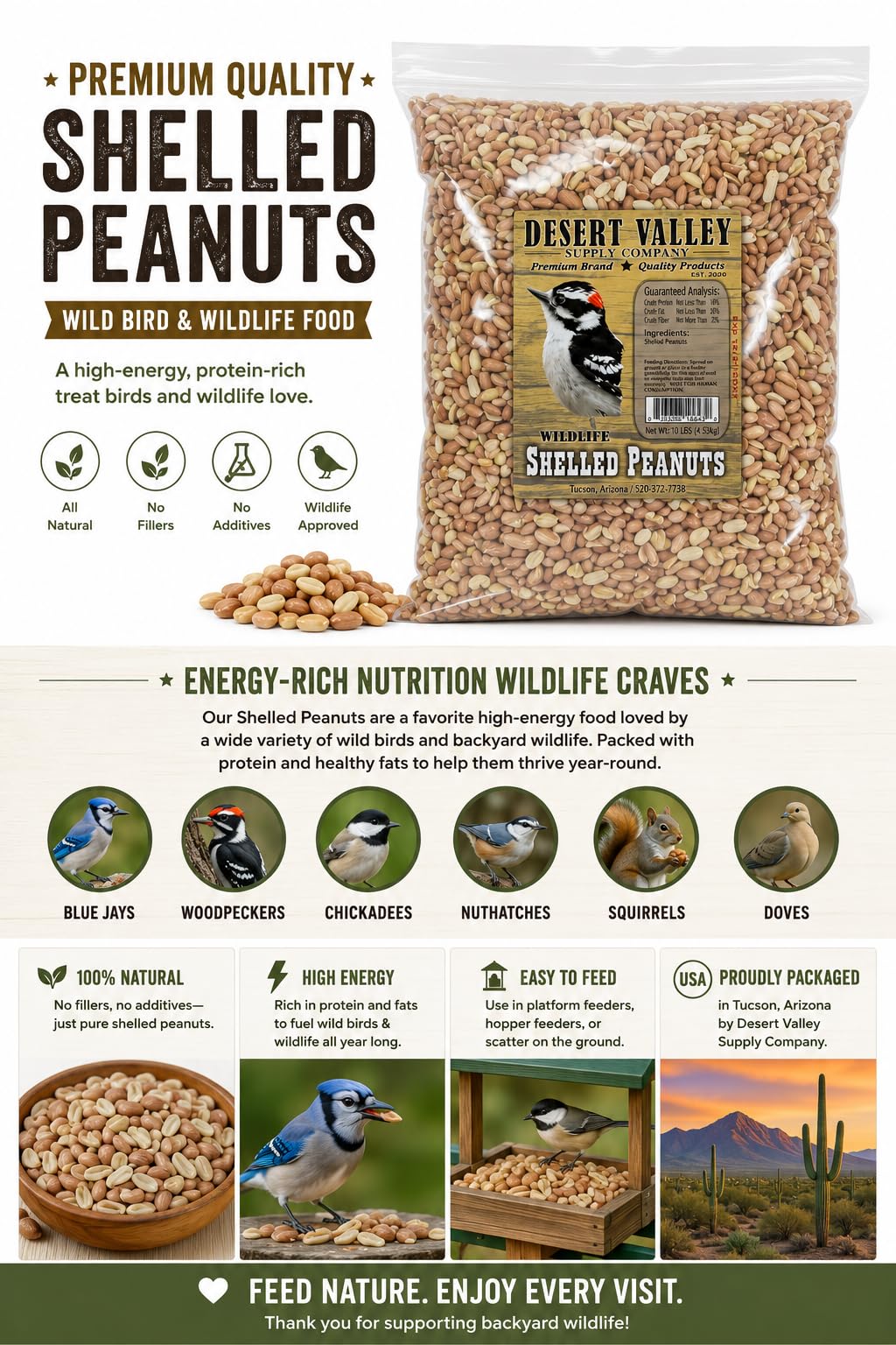 Desert Valley Supply close-up of shelled peanut kernels showing rich texture and nutrition