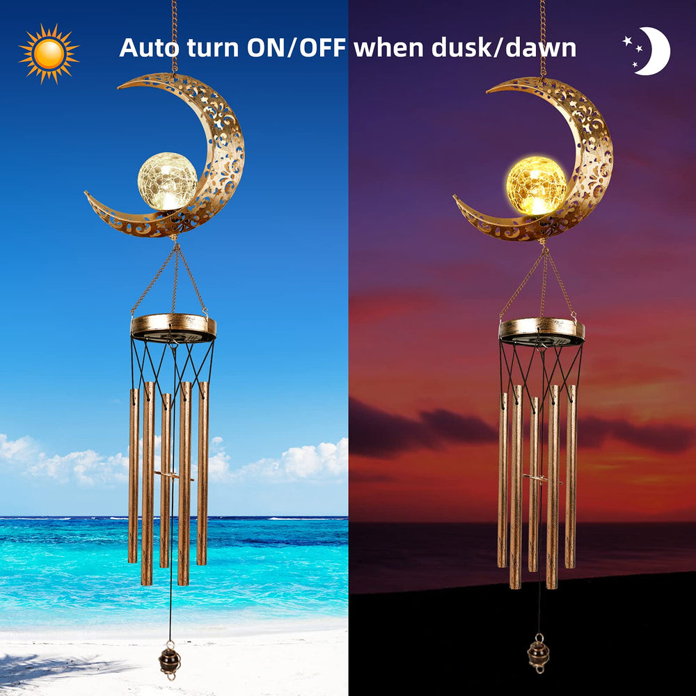 DesGully wind chime hanging on porch in daytime demonstrating easy installation and patio ambiance benefit