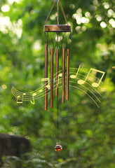 DesGully metal chimes detail showing tuned tubes and clear melodic benefit