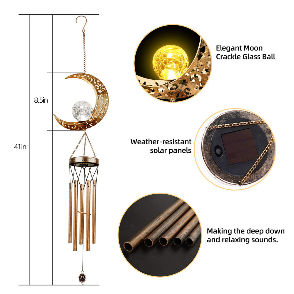 DesGully chime next to outdoor chair for scale showing 42-inch length and visual presence benefit