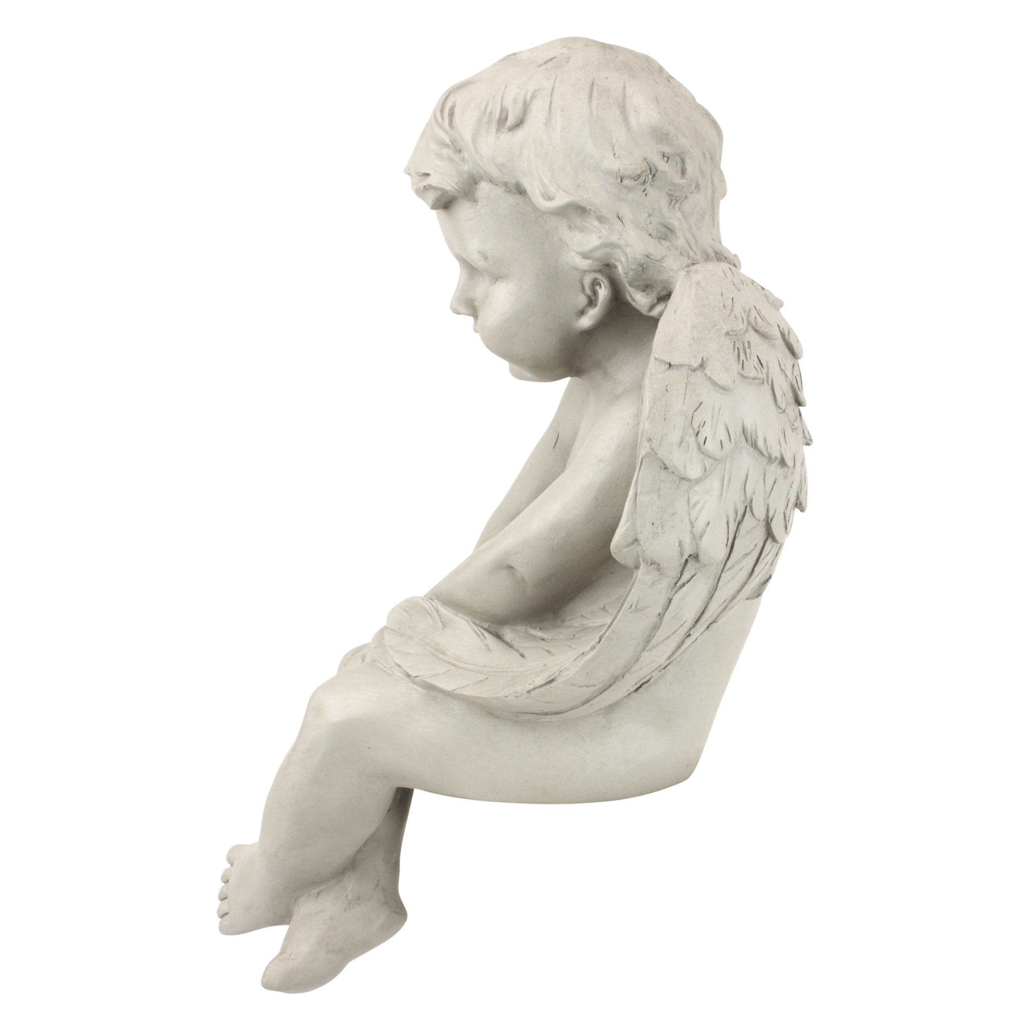 Design Toscano rear view close-up of feathered wings for sculptural interest