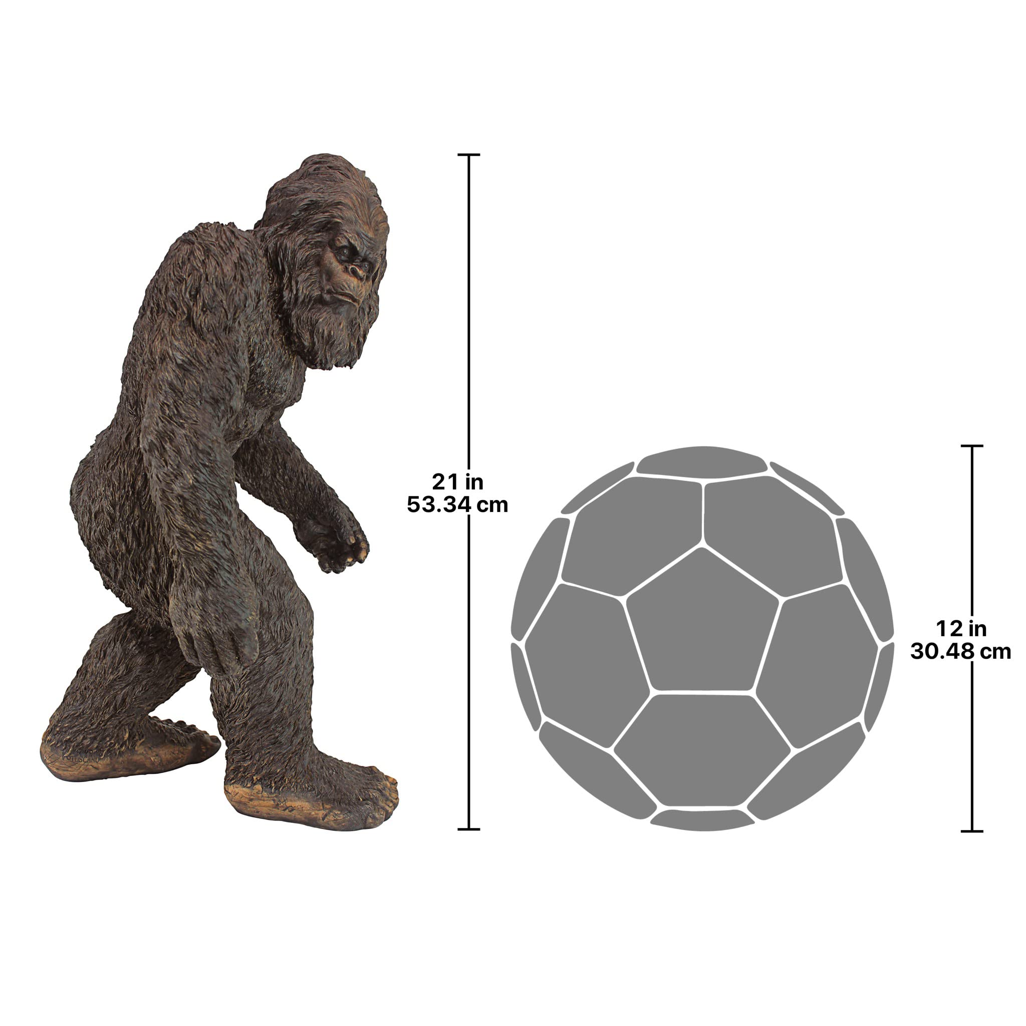 Design Toscano porch display Bigfoot staged indoors offering playful entryway charm