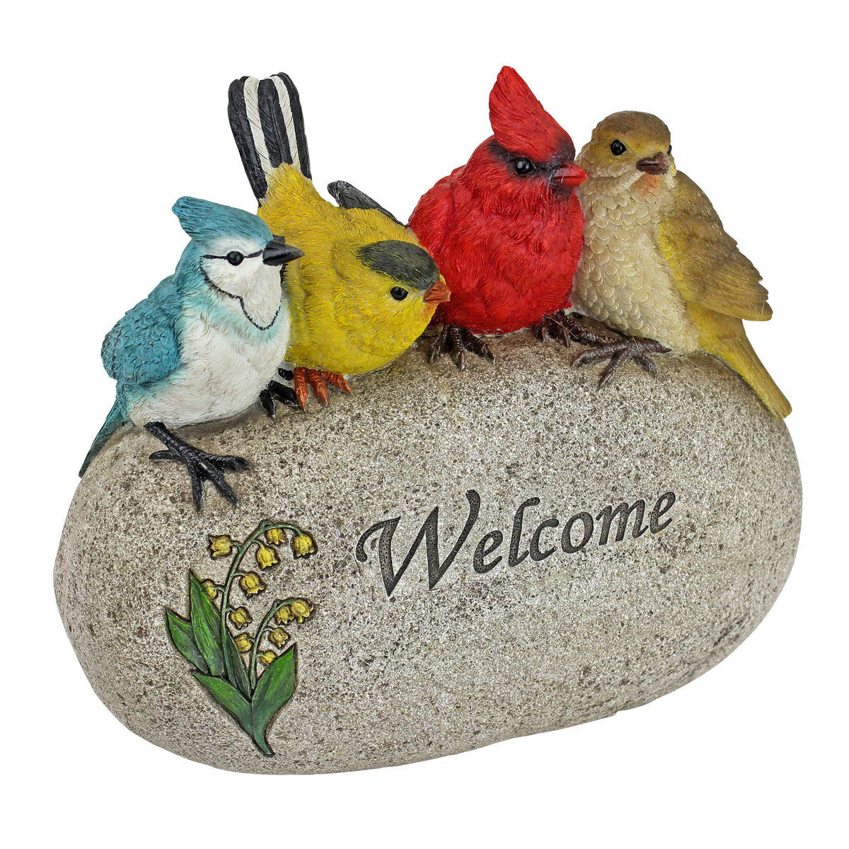 Design Toscano front view showing four birds and welcoming look