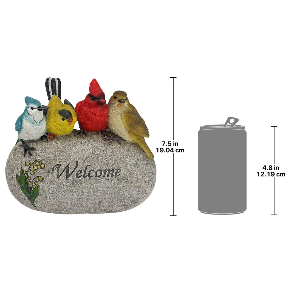 Design Toscano faux-rock base and hand-painted label detail for durability