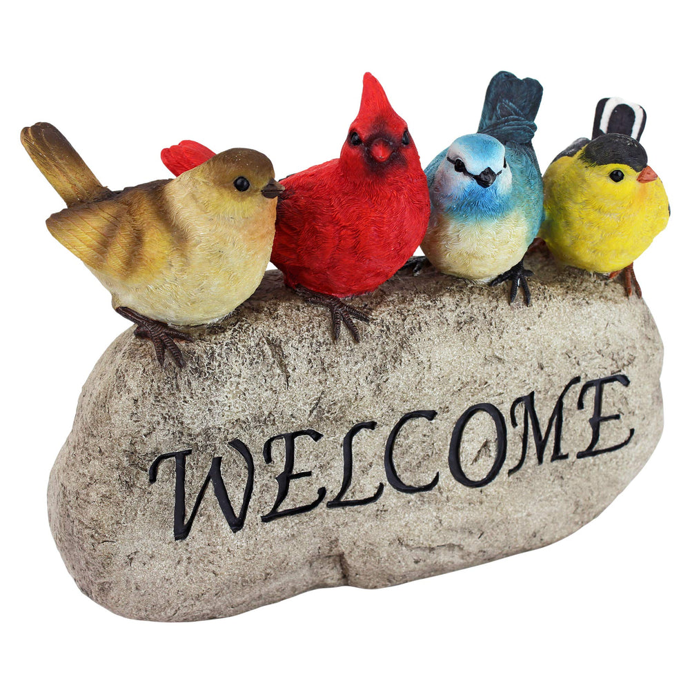 Design Toscano front view of birdy welcome statue showing cheerful entrance accent