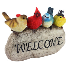 Design Toscano front view of birdy welcome statue showing cheerful entrance accent