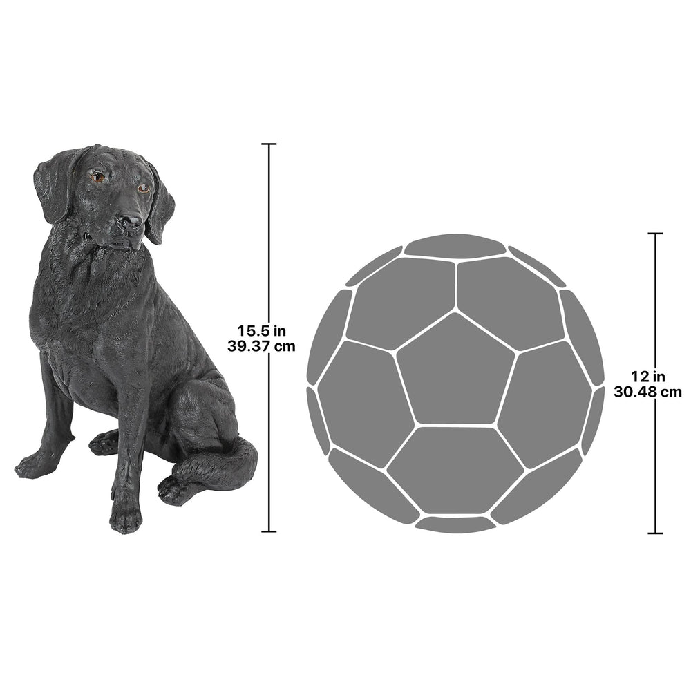 Design Toscano statue next to ruler showing exact size for placement planning