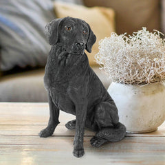 Design Toscano side detail of Labrador statue highlighting silhouette and balance