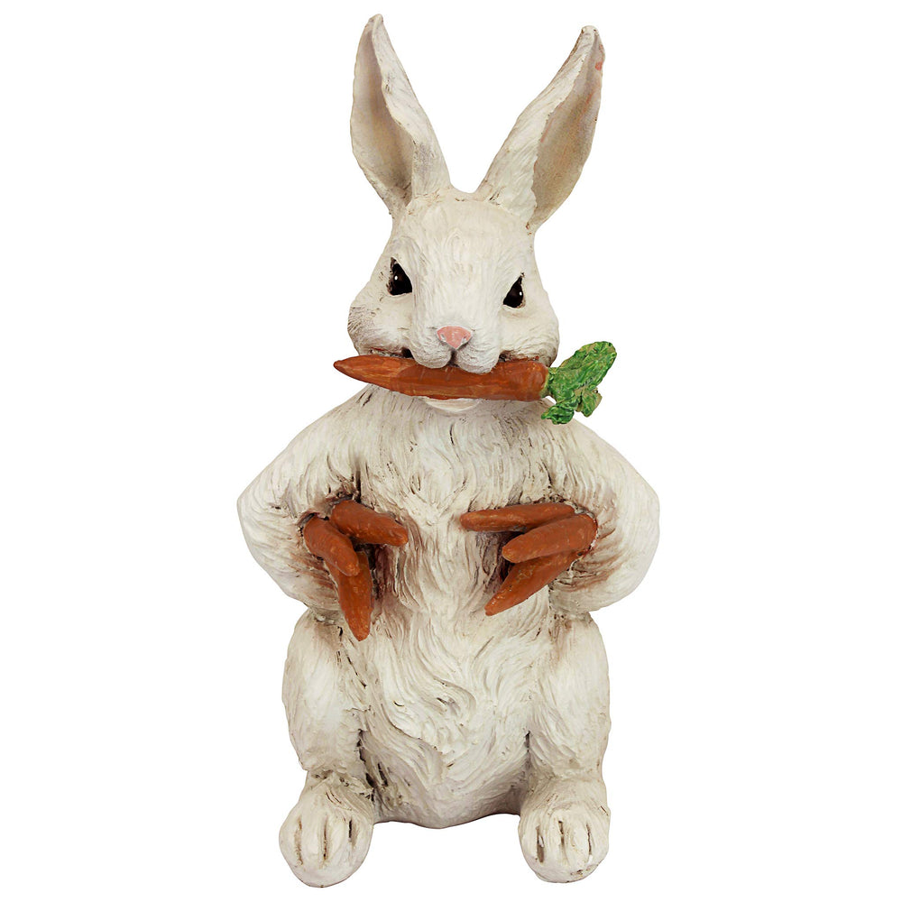 Design Toscano side profile highlighting rabbit silhouette and stable base