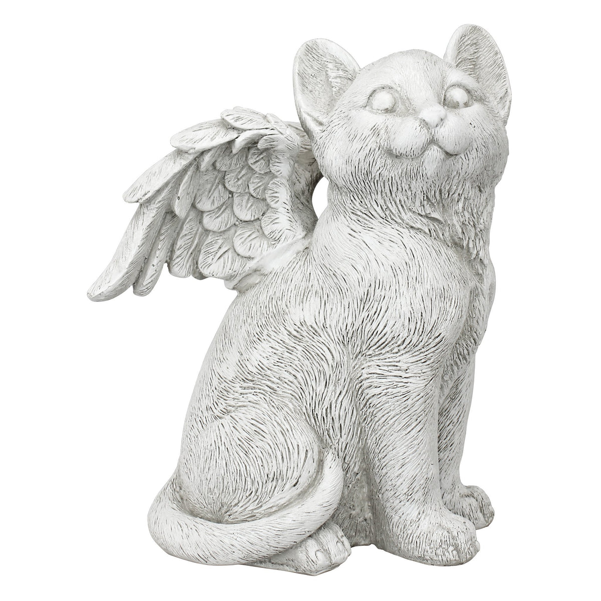 Design Toscano cat angel front view showing serene pose and comforting presence