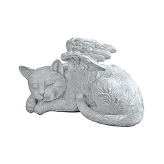 Design Toscano front view of cat angel memorial showing peaceful pose and stone look benefit
