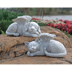 Design Toscano cat angel placed in garden showing outdoor use and serene focal point benefit