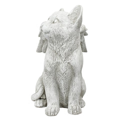 Design Toscano cat angel displayed on bookshelf adding a peaceful memorial accent