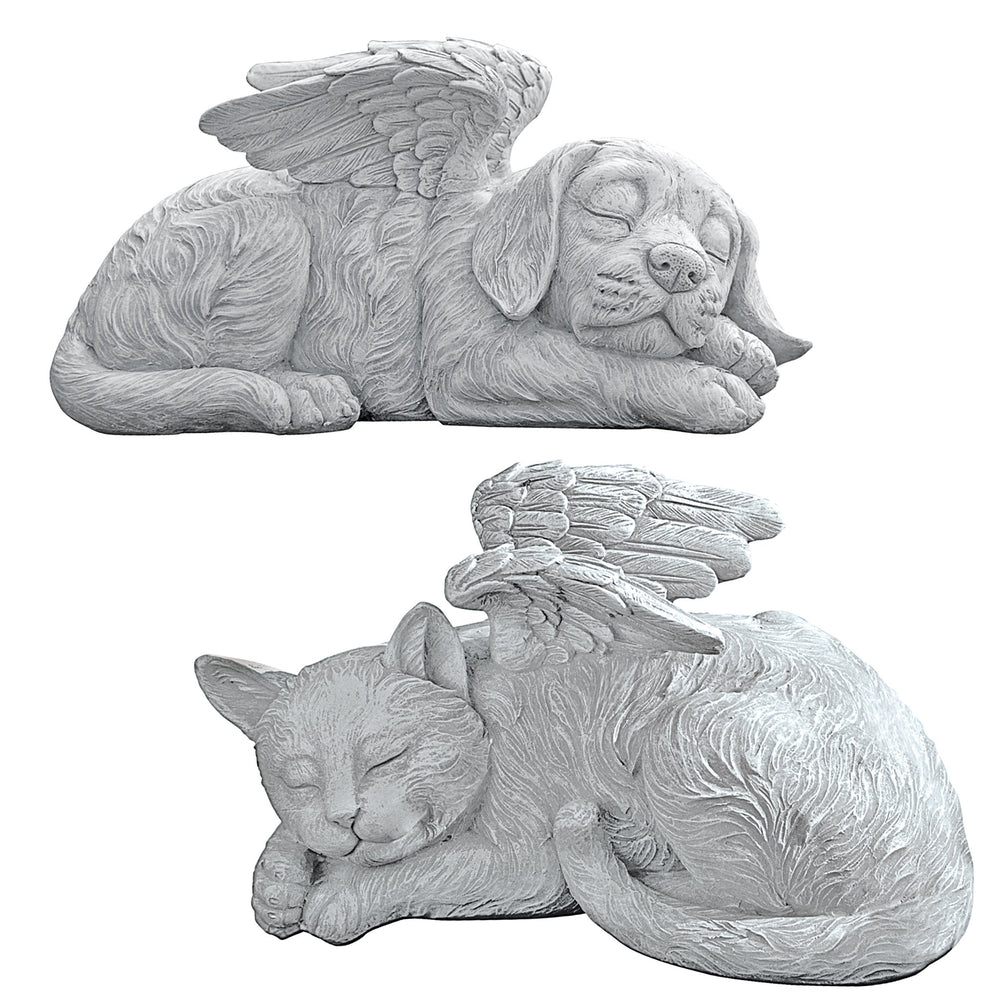 Design Toscano side profile of cat angel showing compact shape and placement versatility benefit