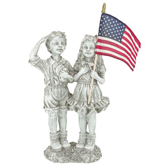 Design Toscano close-up of the made-in-USA flag showing authentic patriotic accent