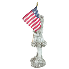 Design Toscano side profile highlighting sculpted salute and hand-over-heart posture