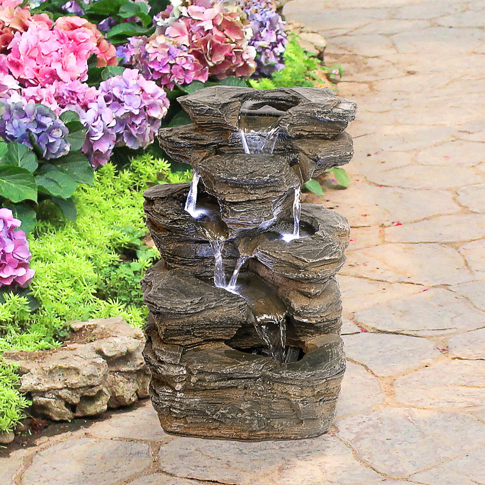 Design Toscano detail of six water streams delivering soothing sound