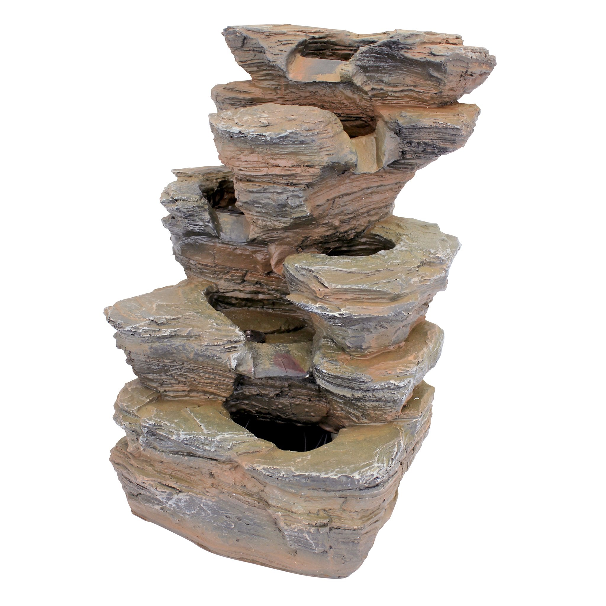 Design Toscano fountain glowing with LEDs at night for ambient lighting