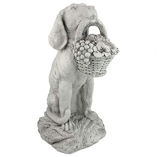 Design Toscano dog statue on a front porch illustrating scale and adding a warm, inviting accent