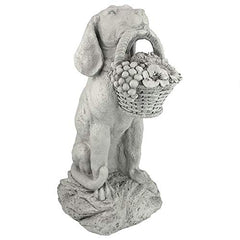 Design Toscano dog statue on a front porch illustrating scale and adding a warm, inviting accent