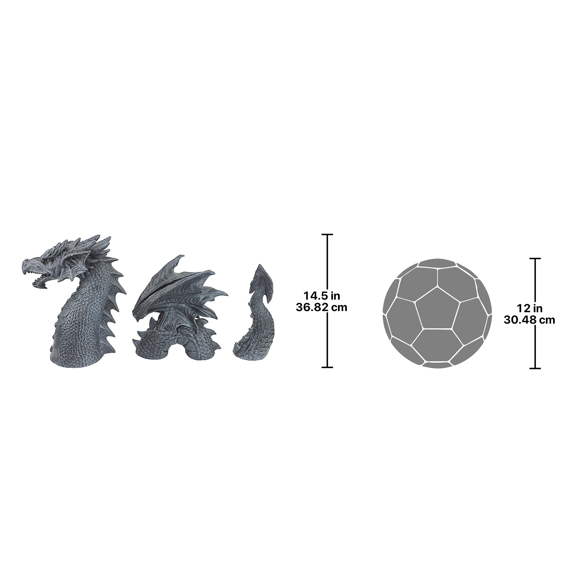Design Toscano dragon charcoal finish texture showing stone-like durability