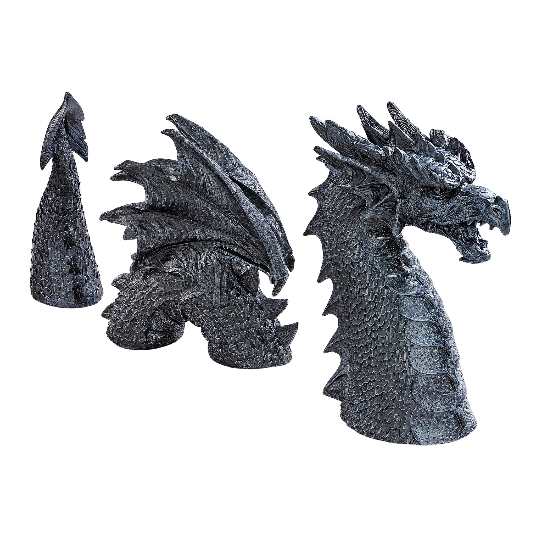 Design Toscano dragon front view showing lifelike presence and curb appeal