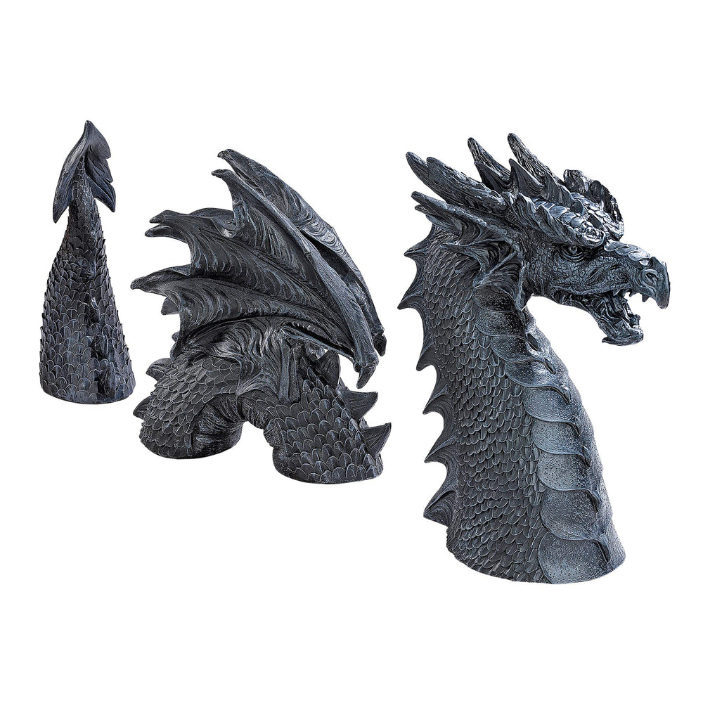 Design Toscano dragon front view showing lifelike presence and curb appeal