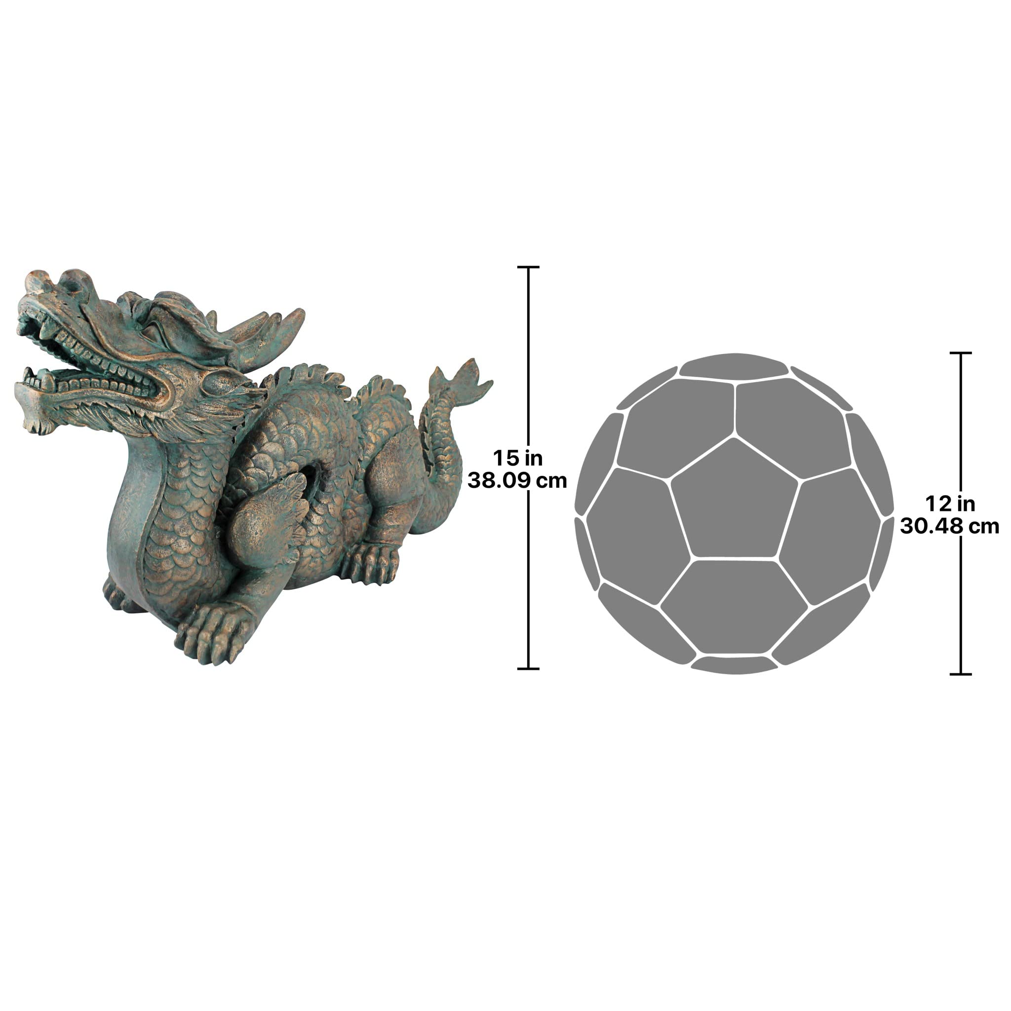 Design Toscano statue next to ruler for scale comparison and easy placement planning