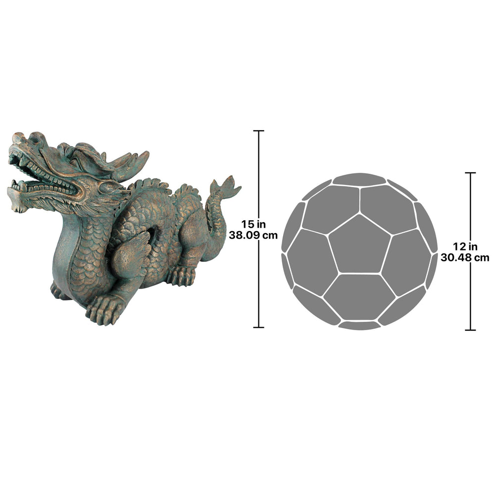 Design Toscano statue next to ruler for scale comparison and easy placement planning