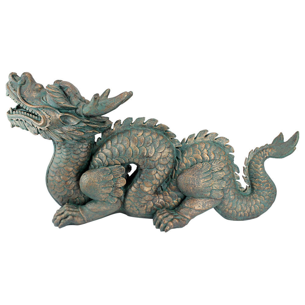 Design Toscano side profile of dragon highlighting flowing form and placement benefit